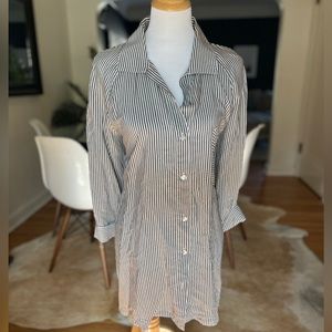 Silky oversize striped button down shirt